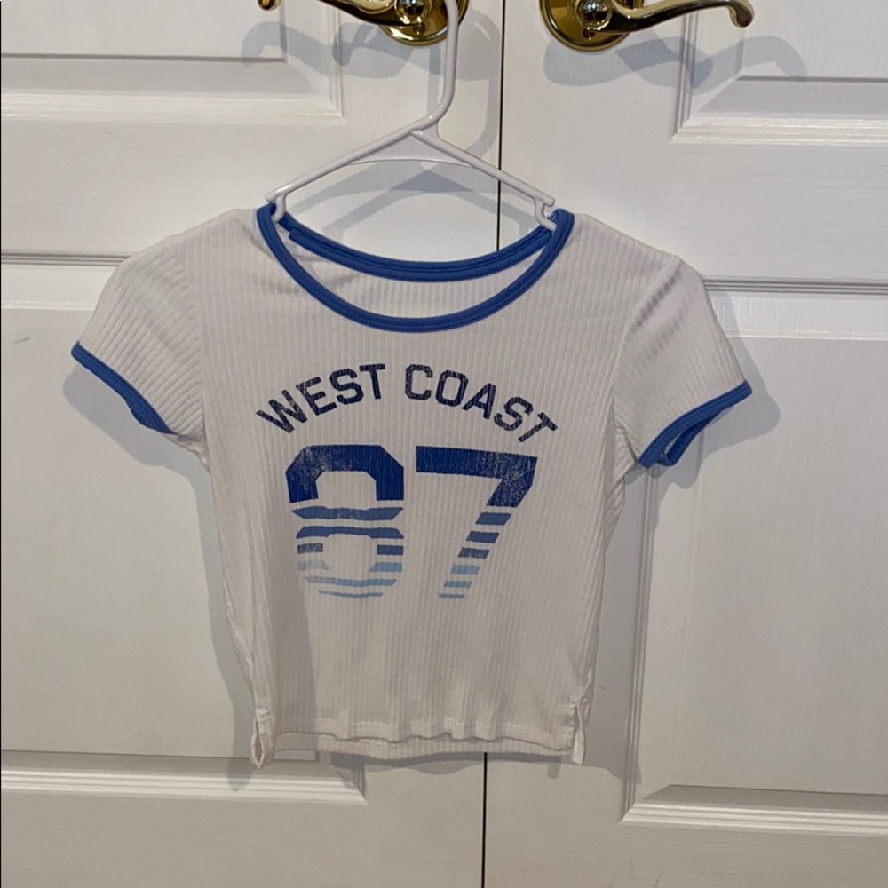 west coast white ribbed crop top